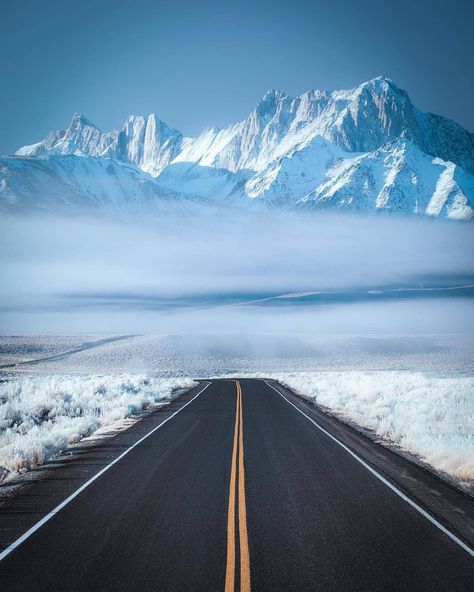 Mountains · Ocean · Forest on Instagram: “Frosty drives @ryanresatka” Sequoia National Park California, Southern Oregon Coast, Frosty Morning, Road Trip Routes, National Park California, Mammoth Lakes, Winter Mountain, Us Road Trip, Visit California