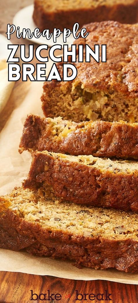 Pineapple Zucchini Bread is a summer baking must! This wonderfully flavorful bread is nothing short of irresistible! Zucchini Crumble Bread, Zucchini Bread Recipe With Pineapple, Zuchini Baking Recipes Bread With Pineapple, Pineapple Coconut Zucchini Bread, Zucchini Bread Variations, Zucchini And Pineapple Bread, Butterscotch Zucchini Bread, Pineapple Zucchini Bread Recipes Moist, Zucchini Bread Recipe With Crushed Pineapple