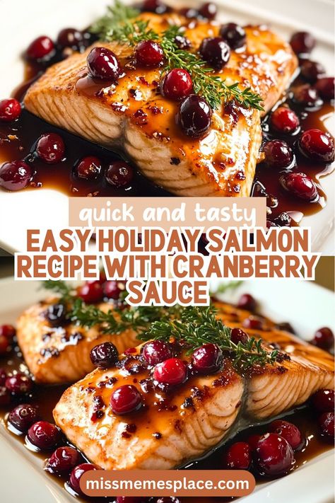 Holiday Glazed Salmon With Cranberries, Cranberry Honey Glazed Salmon, Honey Soy Salmon Recipes, Salmon Cranberry Recipes, Salmon With Chili Sauce, Salmon With Cranberry Sauce, Good Healthy Fish Recipes, Cranberry Orange Salmon, Simple Salmon Dinner