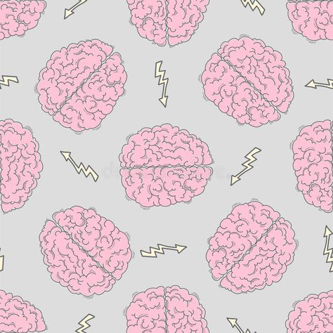 Brainstorm. Seamless pattern with the human brain stock illustration Brain Vector, The Human Brain, Creative Concept, Human Brain, Peach Rings, Design Illustration, Seamless Pattern, Zombie, Seamless Patterns