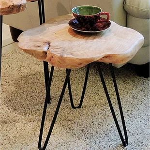 End Tables & Side Tables | Wayfair Stump Stool, Coffee Table Base, Porch Furniture, Outdoor Stools, Wood End Tables, Live Edge Wood, Table Stool, End Tables With Storage, Metal Stand