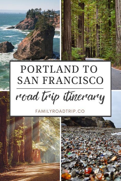 Exciting road trip stops and route planning tips for driving from Portland to San Francisco. Plan a family road trip from Portland, Oregon, to San Francisco, California. Coastal drive tips and suggested return itinerary through central Oregon for a fascinating journey through the Pacific Northwest | Portland to San Francisco by cr | Family road trip experts at familyroadtrip.co Oregon To California Road Trip Pacific Coast, Driving The Pacific Coast Highway, Drive The West Coast, West Coast Driving Trip, North California Road Trip, West Coast Itinerary, West Coast Train Trip, California To Oregon Road Trip, Northern California Road Trip Itinerary