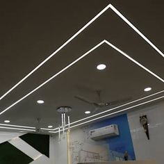 Profile Fall Ceiling, False Ceiling Living Room With Profile Light, Gypsum Ceiling With Profile Light, Drawing Room Ceiling Design Simple, Siling Light Design Bedroom, Profil Light Ceiling Design, Profile Light Ceiling Design Living Room, Profile Light Ceiling Design For Office, Profile Lighting Ceilings In Living Room