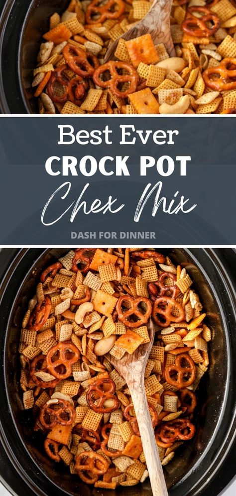 This Crock Pot Chex Mix recipe is the easiest way to make this popular and tasty snack mix. Ready in 3 hours and using 9 simple ingredients, this easy snack mix recipe is perfect for the holidays, or for bringing to a Super Bowl party. Crock Pot Trail Mix Recipes, Chex Mix Slow Cooker, Crockpot Trail Mix Recipes, Super Bowl Chex Mix Recipes, Heavenly Mix Recipe, Slow Cooker Snack Mix Recipes, Crock Pot Chex Mix Original, Spicy Chex Mix Recipes Simple, Chex Mix Trail Mix Recipe