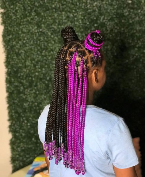 @luvkayaa Box Braids For Kids, Purple Box Braids, Crochet Braids For Kids, Kids Box Braids, Lil Girl Hairstyles, Short Box Braids, Braided Bun Hairstyles, Girls Natural Hairstyles, Kids' Braids