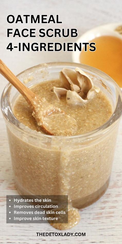 Transform Your Skin With This DIY Brown Sugar Oatmeal Face Scrub - The Detox Lady Homemade Face Scrubs, Diy Exfoliating Face Scrub, Diy Face Care, Diy Brown Sugar, Face Care Diy, Diy Facial Scrub, Skincare On A Budget, Oatmeal Face Scrub, Face Scrub Recipe