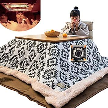 RSQJ Japanese Tatami Stove, Coffee Tables Heating Table, Include 75x75cm Square Futon Table, 185x185cm Warming Blanket and Rug Stove Table, Japanese Tatami, Japanese Futon, Table Quilts, Warm Blanket, Under The Table, New Traditional, Tiny House Plans, Coffee Table Design