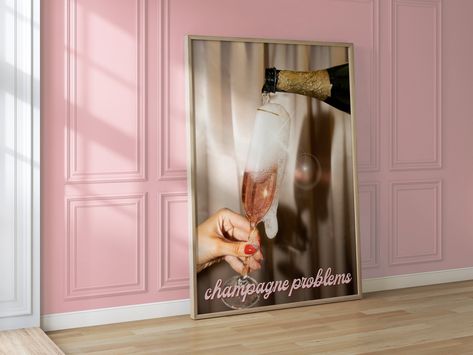 Champagne Art Print, Vogue Wall Art, Vogue Wall, Champagne Art, Champagne Problems, Wall Art Dorm, Dorm Decor, Frame Sizes, Digital Art Prints