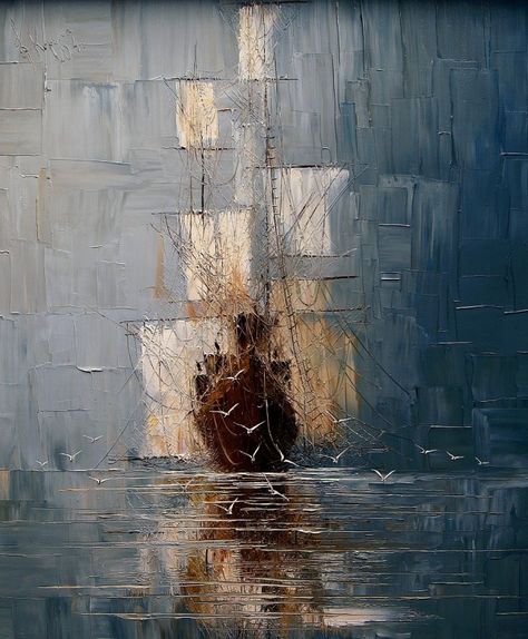 Brooding Seascapes and Marine Vessels Painted by Justyna Kopania | Colossal Soyut Sanat Tabloları, Healthy Liver, Painted Wall, Mini Canvas Art, Art Abstrait, Wall Art Painting, Beautiful Paintings, Painting Techniques, Abstract Art Painting