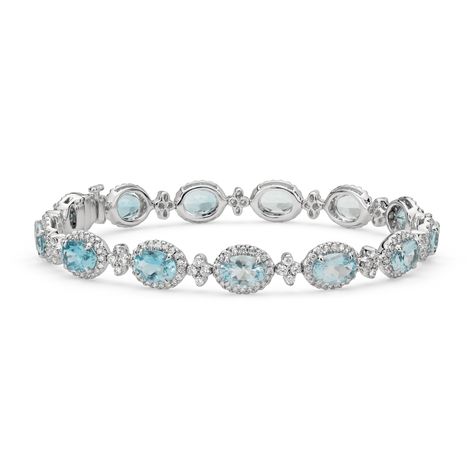 Blue Nile Jewelry, Halo Bracelet, Oval Bangle, Pave Diamond Jewelry, Aquamarine Bracelet, March Birthstone Jewelry, Sparkle Jewelry, Aquamarine Jewelry, White Gold Diamond Rings