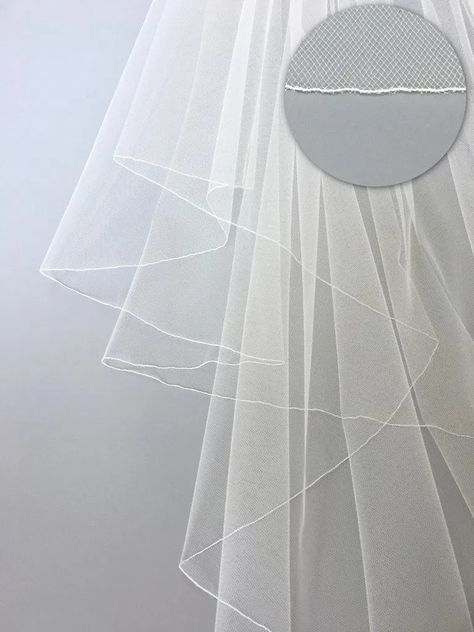 veil edge finishes - the Pencil edge Pencil Edge Veil, Layered Wedding Dresses, Beaded Edge Veil, Lace Edge Veil, Custom Veil, Cathedral Bridal Veils, Veil Length, Layered Veil, Bride Pictures