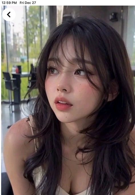 Korean Bangs Inspiration, Asian Bangs Round Face Short Hair, Bangs 2000s Hair, Thick Bangs Long Hair Layers, Cute Asian Haircuts For Women, Asian Women Haircut Long, Straight Bangs Round Face, Attractive Haircuts Women, Cool Haircuts For Women Long