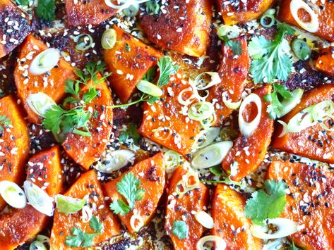 Miso Butternut Squash, Korean Butternut Squash, Asian Butternut Squash Recipes, Asian Squash Recipe, Asian Butternut Squash, Gochujang Paste, Honeynut Squash, Butternut Recipes, Soy Recipes