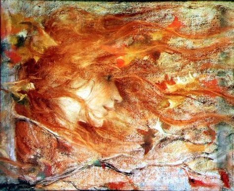 Lucien Levy-Dhurmer - The gust of wind, 1898 A Brand New Day, Gust Of Wind, Pop Art Comic, Brand New Day, Practically Perfect, Autumn Forest, Ethereal Art, Best Artist, Cool Artwork