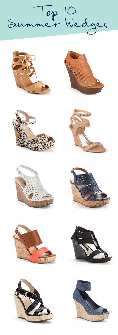 You just can’t go wrong with wedge sandals for summer. We love a strappy wedge with a gladiator sandal vibe. Feminine floral and embellished wedges are great for wedding season. Cork wedges with perforated designs are perfect for pairing with shorts or sundresses. For work, we adore a colorblock strap or a sleek black wedge. And, last but not least, summer’s favorite sandal is the espadrille. Try it with chic black straps or a modern chambray peep toe. Summer Social Media, Comfortable Wedges Sandals, Fast Food Items, Cork Wedges, Strappy Wedges, Black Wedge, Shoes Heels Wedges, Womens Wedges, Platform Wedge