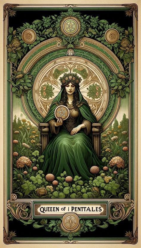 The Queen Of Pentacles, Queen Of Pentacles, Pentacles Tarot, Tarot Significado, Make Your Life Better, Tarot Book, Vintage Illustration Art, Online Tarot, Tarot Astrology