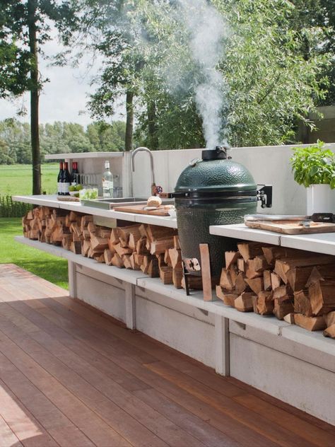 Architecture Digest, Bbq Setup, Concrete Outdoor Kitchen, Modular Outdoor Kitchens, Outdoor Bbq Area, Bbq Table, Outdoor Kitchen Decor, Outdoor Bbq Kitchen, Pergola Ideas