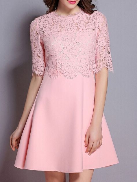 To find out about the Pink Eyelash Lace Combo A-Line Dress at SHEIN, part of our latest Day Dresses ready to shop online today! Dresses Design, Batik Dress, Big Clothes, Fashion Design Clothes, Bride Dresses, New Designs, Style Chic, Mother Of The Bride Dresses, Half Sleeve