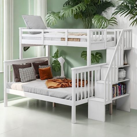 Product Description Bunk beds are a lot of fun, they're also super practical, but if you want a bunk bed with elegance and style - this one has it in spades, this Twin-Over-Twin Bunk Bed with Trundle and Stairs is perfect for your home. Bunk Bed With Storage, Storage Staircase, Bunk Beds With Storage, Bed With Trundle, Bunk Bed With Trundle, Full Bunk Beds, Bed With Storage, Twin Bunk Beds, Kids' Bed