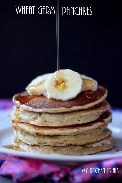 3wheatgerm_pancakes Wheat Germ Pancakes, Wheat Germ Recipes, Pancakes With Banana, Wheat Germ, What's For Breakfast, Banana Pancakes, Perfect Timing, Keto Breakfast, Pancake Recipe