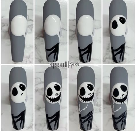 Halloween Nail Art Tutorial, Nightmare Before Christmas Nails, Halloween Nails Diy, Holloween Nails, Halloween Nails Easy, Unghie Nail Art, Halloween Acrylic Nails, Nail Drawing, Nail Designs Tutorial