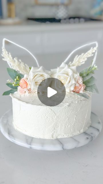 24K views · 1.1K likes | Stephanie Veltri on Instagram: "Like & comment “SHOP” to instantly receive links in your DM. 💗💌

I’m so excited to share with you a cake hack for a festive Easter DIY cake.  Using a store bought buttercream cake you can transform it into a creative confection! 🍰 To wow your guests with a country bunny themed cake I used just a few supplies to achieve this look.  Do you have lots of ideas brewing for your Easter celebration? 🐣

TIP: You can also fold the headband ends inward to make more on an antenna shape to keep more of the integrity of the bottom of the cake together.🎂

#easter #eastercake #cake #cakesofinstagram #diycake #cakehack #bunny #rabbit #easterdecor" Diy Bunny Cake, Bunny Themed Cake, Bunny Theme Cake, Cake Hacks, Rabbit Cake, Bunny Cake, Cake Videos, Easter Cakes, Diy Cake