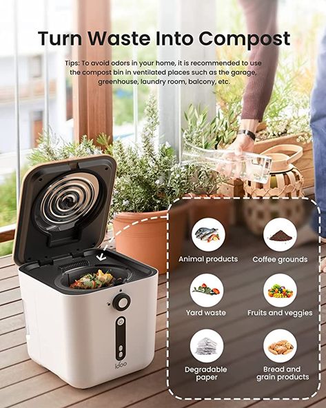 Composter Perfect table top quite operation. Currently $100 off on Amazon place none used food scraps in old vegetables instead of tossing in the trash use it for plants, gardens, potted plants. Easy to clean vented filter very little odor easy to clean. Compost Machine, Counter Compost, Lomi Kitchen Composter, Food Composter Machine, Composting Kitchen Scraps, Composting Machine, Food Waste Composting Machine, Kitchen Compost Bin, Electric Foods