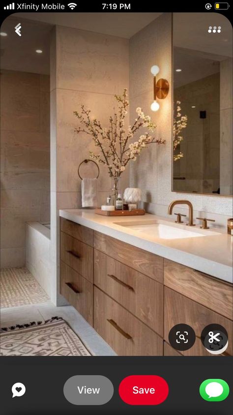 Brown Bathroom Cabinets, Light Brown Bathroom, Bathroom Redecorating, Bathroom Master, Brown Bathroom, Bathroom Cabinets, Light Brown, Home Decoration, Home Decor