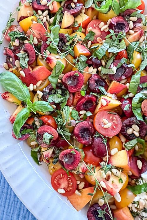 Cherry Salad, Herb Vinaigrette, Asian Inspired Salad, Best Summer Salads, Cherries Salad, Burrata Salad, Zucchini Salad, Savory Salads, Peach Salad