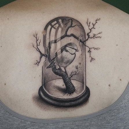 Amazing bird in a cloche tattoo ♥ Songbird Tattoo, G Tattoo, Facial Tattoos, Tattoo Illustration, Home Tattoo, Abstract Tattoo, Birds Tattoo, Get A Tattoo, Fun At Work