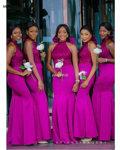 Wedding Dresses For Maids, Bridesmaid Dresses Royal Blue, Bridesmaid Dresses With Lace, Nigerian Bridesmaid Dresses, Party Gowns Evening, Fuchsia Bridesmaid Dresses, Best Bridesmaid Dresses, African Bridesmaids, Royal Blue Bridesmaids