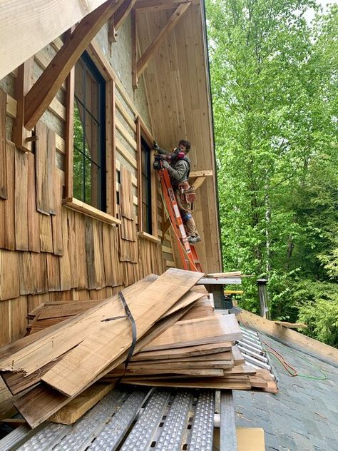 Cedar Shingle Siding, Cedar Shingle, Cedar Shake Roof, Studio Shed, Cedar Shakes, Rustic Exterior, Shingle Siding, Cedar Siding, Cedar Shingles