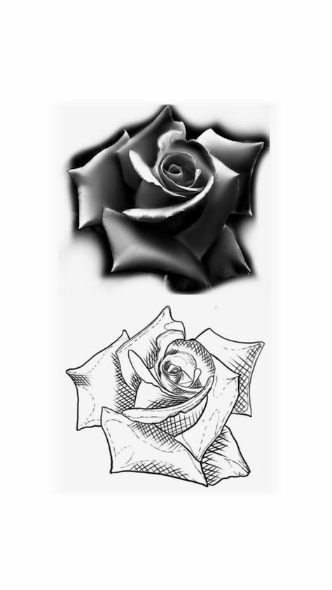 Easy Realism Tattoo, Rose Leaves Tattoo Design, Rose Tattoo Design Realistic, Outline Of A Rose Tattoo, Realist Tattoo Design, 3 Rose Tattoo Design, Shade Tattoo Designs, Realistic Stencil Tattoo, Rose Cover Up Tattoo Design