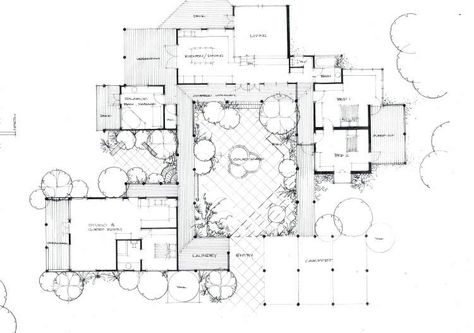 U Shaped House Plans, L Shaped House Plans, U Shaped Houses, Architecture Courtyard, Chinese Courtyard, Florida House Plans, L Shaped House, Pool House Plans, Courtyard House Plans