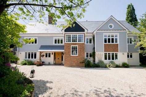 New England-style House Rebuild Project - Evolution Single Patio Door, Porthole Window, Timber Windows, New England Style, England Style, Casement Windows, Window Frames, Outdoor Swimming Pool, House Designs