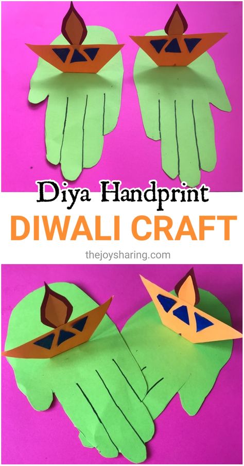 Celebrate the festival of light by making this simple Diwali handprint craft with kids. #thejoysharing #diwalicrafts #diwali via @thejoysharing Diwali Diya Paper Craft For Kids, Diwali Projects For Kids, Diwali Activity For Preschool, Diwali Art And Craft Activities For Kids, Deepavali Craft For Preschoolers, Deepavali Activities For Kids, Craft For Diwali For Kids, Diwali Craft For Preschoolers, Diwali Crafts For Toddlers