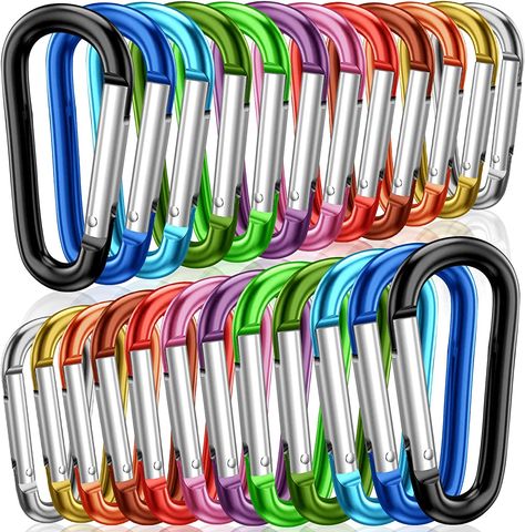 Amazon.com: 2" Aluminum D Ring Carabiners Clip D Shape Spring Loaded Gate Small Keychain Carabiner Clip Set for Outdoor Camping Mini Lock Snap Hooks Spring Link Key Chain Durable Improved 24 PCS (Assorted) : Sports & Outdoors Small Keychain, Carabiner Keychain, Carabiner Clip, Camping Backpack, Consumer Protection, Snap Clips, D Ring, Outdoor Camping, Key Chain