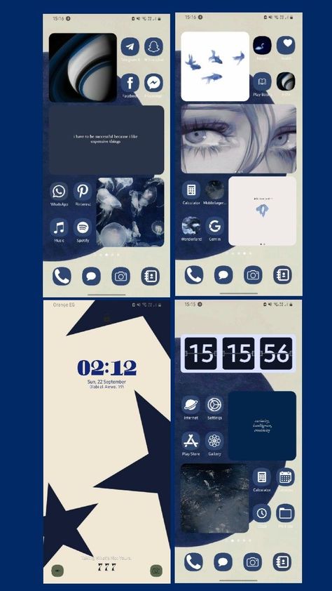 navy blue phone theme. navy blue aesthetic. dark blue phone theme. Samsung themes. Samsung Phone Customization, Navy Blue Phone Theme, Dark Blue Phone Theme, Blue Iphone Theme, Blue Phone Theme, Samsung Homescreen Layout Ideas, Navy Blue Aesthetic, Samsung Themes, Blue Aesthetic Dark