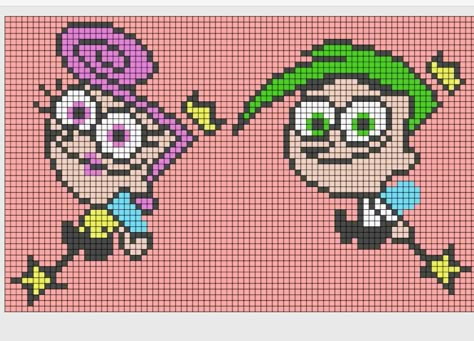 Cosmo And Wanda Perler Beads, Cosmo Wanda, Bead Templates, Cosmo And Wanda, Perler Ideas, Perler Bead Templates, Diy Perler Bead Crafts, Beads Ideas, Melty Beads