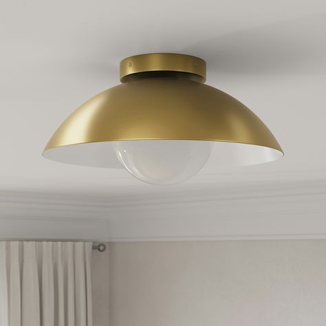 Gemma Brass Flushmount Ceiling Light Ceiling Flush Mount Light Fixtures, Gold Flush Mount Ceiling Light, Porch Ceiling Lights, Mid Century Modern Ceiling, Mid Century Modern Ceiling Light, Foyer Lights, Hallway Ceiling, Black Pendant Lamp, Flushmount Ceiling Light