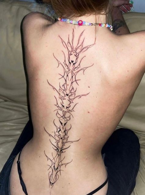 Spinal Fusion Scar Tattoo, Skeletal Spine Tattoo, Pink Spine Tattoo, Creepy Spine Tattoos, Alt Spine Tattoos, Cyberpunk Spine Tattoo, Heart Spine Tattoo, Anime Spine Tattoo, Aether Tattoo