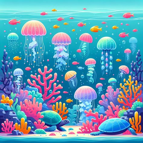 🌊 Dive into the mesmerizing depths of art with our "Enchanting Underwater Symphony" collection at The Alien Canva! 🎨 Feel the harmonious blend of colors, shapes, and emotions as they come together in a symphony of creativity. 🎶 Let the immersive beauty of underwater landscapes transport you to a world of wonder and inspiration. ✨ Explore the magic of art and discover the power of imagination with our captivating pieces. 🌟 #art #artist #instagood #painting #illustration #design #photography #c... Underwater Diorama, Underwater Illustration, Jellyfish Illustration, Power Of Imagination, Water Illustration, World Of Wonder, Cool Art Drawings, Painting Illustration, Jellyfish