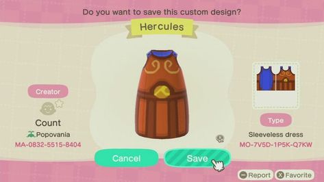 Percy Jackson Animal Crossing, Acnh Outfits, Acnh Design, Hercules, Percy Jackson, Animal Crossing, Custom Design, Animals, Clothes