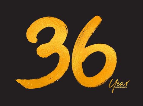 Number Logo Design, Lettering Numbers, Number Logo, 36th Birthday, Birthday Gold, Brush Drawing, Logo Number, Gold Lettering, Vector Template