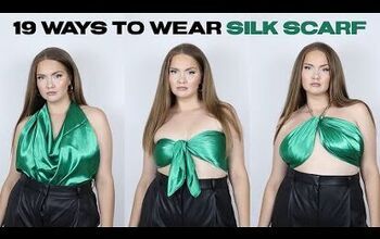 Silk Scarf Outfit Ideas, Silk Scarf Tutorial, Scarf Outfit Ideas, Style A Silk Scarf, Scarf As A Top, Silk Scarf Outfit, Wear A Silk Scarf, Scarf Coverup, Green Silk Scarf