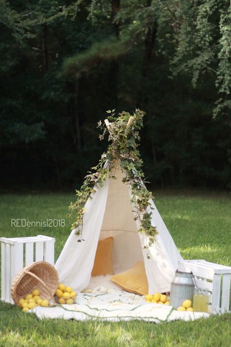 Easter Tent Photoshoot, Lake Mini Session Ideas, Teepee Photo Shoot Mini Sessions, Tent Photoshoot Ideas, Summer Session Ideas, Wildflower Mini Session, Boho Teepee Photoshoot, Easter Set Up Photography, Spring Session Photography