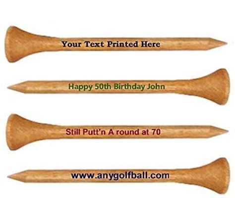 PRICES MAY VARY. Set of 100 personalized 2 3/4 inch natural golf tees for enhanced gameplay Crafted meticulously from premium, sustainable wood Elevate your golfing experience with personalized, eco-friendly tees Ideal for both experienced players and beginners Carefully designed package keeps tees organized and accessible Thoughtful gift for golf enthusiasts, reflecting their individuality 100 count Personalized 2 3/4" Natural wooden Golf Tees Upload Your Own Text Personalized Natural Golf Tees Ribbon Packaging, 50th Wedding Anniversary Party, Golf Party, Golf Theme, Happy 50th Birthday, Personalized Golf, Golf Tees, Golf Tournament, Christmas Ribbon