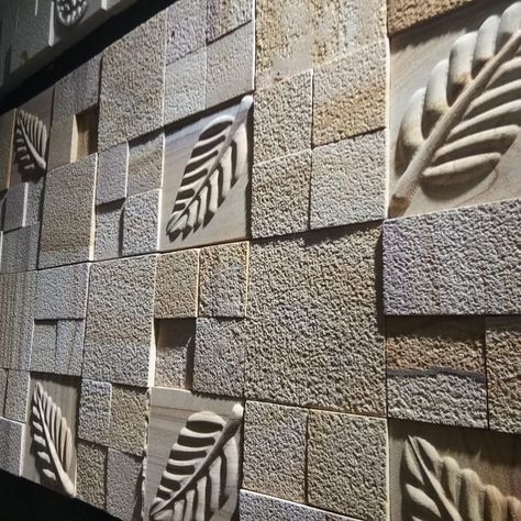 Natural stone cladding for interior or exterior wall #delhi#banglore#gurgaon#noida#architecture... Exterior Wall Tiles House India, Elevation Stone Cladding, Front Wall Tiles, Stone Cladding Interior, Natural Stone Wall Cladding Exterior, Sandstone Wall Cladding, Natural Stone Cladding Texture, Wall Cladding Interior, Stone Cladding Exterior