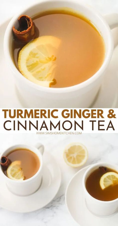 Ginger And Cinnamon Tea, Ginger Cinnamon Tea, Cinnamon Drink, Ginger Tea Recipe, Turmeric Vitamins, Cinnamon Honey, Turmeric Recipes, Cinnamon Tea, Ginger And Cinnamon