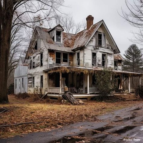 Abandoned House Exterior, Run Down House, Scenery Reference, Spooky Photography, Abandoned Locations, Southern Gothic Aesthetic, Abandoned Structures, Square House, Fixer Upper House